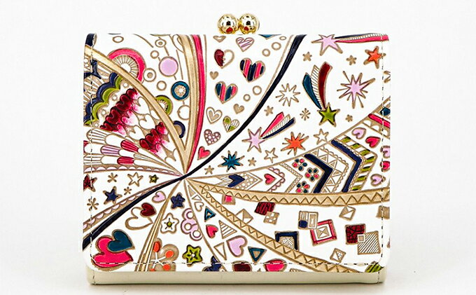 【ふるさと納税】財布 三つ折り ミニ財布 グロッシーハート 文庫屋大関 三つ折り財布 三つ折りミニ財布 手のひらサイズ 小さい財布 小さい レディース 本革 牛革 革 コンパクト カード 収納 工芸品 雑貨 ハート 星 日本製 東京　お届け：発送可能時期より順次配送 サムネイル2