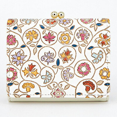 【文庫屋大関】三つ折りミニ財布　金唐小花【皮革工芸品】 ファッション 小物 民芸品 お札 カード 小銭 手のひらサイズ コンパクト 大人かわいい 牛革 手作り 国産 　お届け：発送可能時期より順次配送