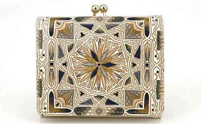 【ふるさと納税】【文庫屋大関】三つ折りミニ財布　カロ（ブラック）【皮革工芸品】 ファッション 小物 民芸品 お札 カード 小銭 手のひらサイズ コンパクト 大人 タイル 牛革 手作り 国産 　お届け：発送可能時期より順次配送 サムネイル2