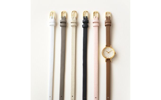 【ふるさと納税】すみだ北斎美術館オリジナル 北斎 新形小紋帳 輪ちがい麻の葉 腕時計レディース ゴールド ファッション小物 シンプル デザイン 伝統素材 手作業 7mm幅 女性標準サイズ サムネイル3