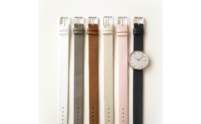 【ふるさと納税】すみだ北斎美術館オリジナル 北斎 新形小紋帳 輪ちがい麻の葉 腕時計ユニセックス シルバー ファッション小物 シンプル デザイン 伝統素材 手作業 15mm幅 女性標準サイズ サムネイル3