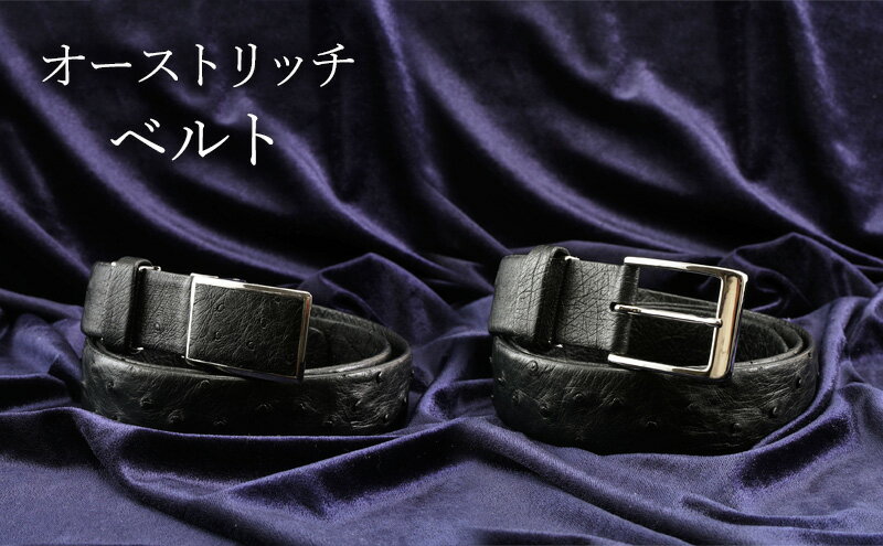 【ふるさと納税】オーストリッチ ベルト クロ 幅35mm メンズ サムネイル2