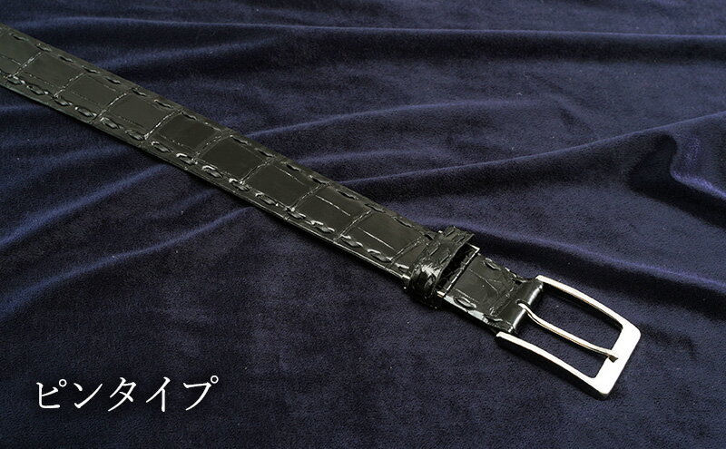 【ふるさと納税】ツヤワニ　クロコベルト　クロ　手縫いステッチ　幅35mm　メンズ　 サムネイル3