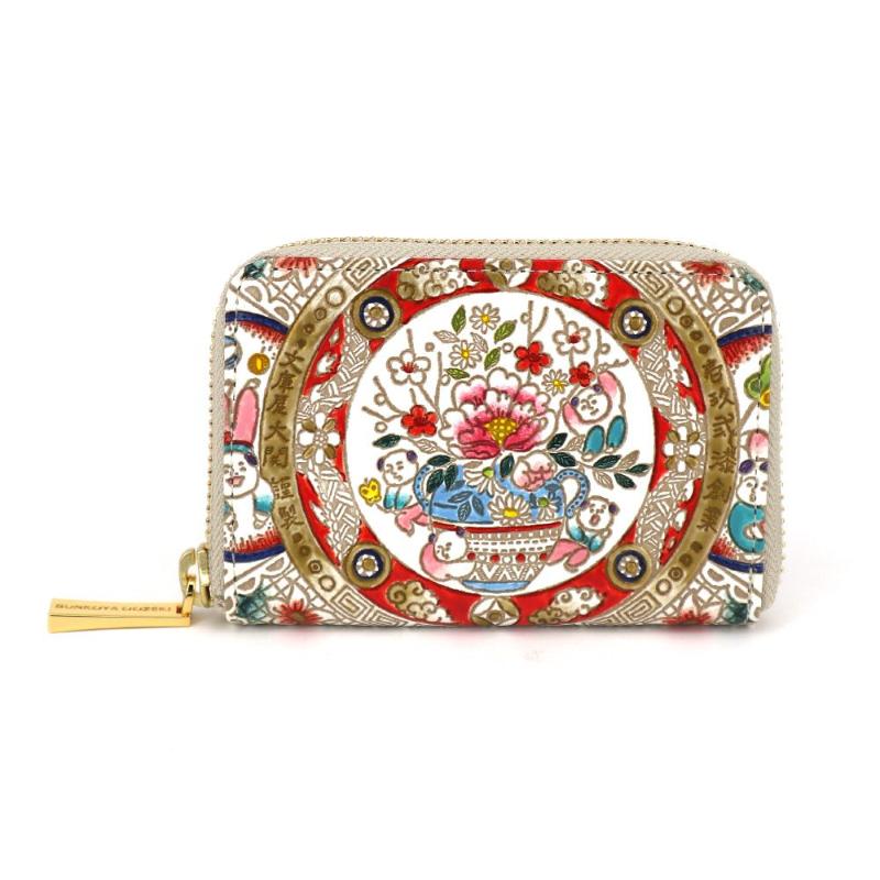 【文庫屋大関】ファスナー 小銭入れ 唐子【皮革工芸品】財布 牛革 コンパクト 東京　お届け：発送可能時期より順次配送