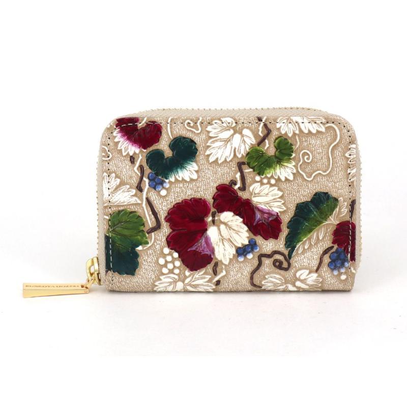 【文庫屋大関】ファスナー 小銭入れ 野葡萄【皮革工芸品】財布 牛革 コンパクト 東京　お届け：発送可能時期より順次配送