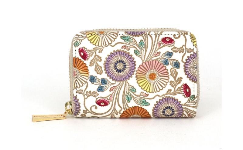 【ふるさと納税】【文庫屋大関】ファスナー 小銭入れ 更紗菊【皮革工芸品】財布 牛革 コンパクト 東京　お届け：発送可能時期より順次配送 サムネイル2