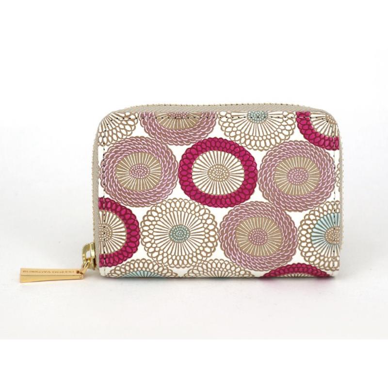 【文庫屋大関】ファスナー 小銭入れ 笠菊＜桃花＞【皮革工芸品】財布 牛革 コンパクト 東京　お届け：発送可能時期より順次配送