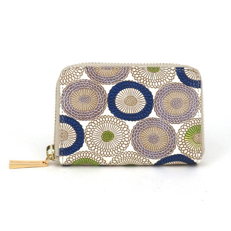 【文庫屋大関】ファスナー 小銭入れ 笠菊＜水明＞【皮革工芸品】財布 牛革 コンパクト 東京　お届け：発送可能時期より順次配送