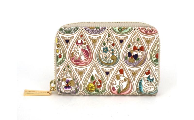 【ふるさと納税】【文庫屋大関】ファスナー 小銭入れ 花と猫＜ミックス＞【皮革工芸品】財布 牛革 コンパクト 東京　お届け：発送可能時期より順次配送 サムネイル2