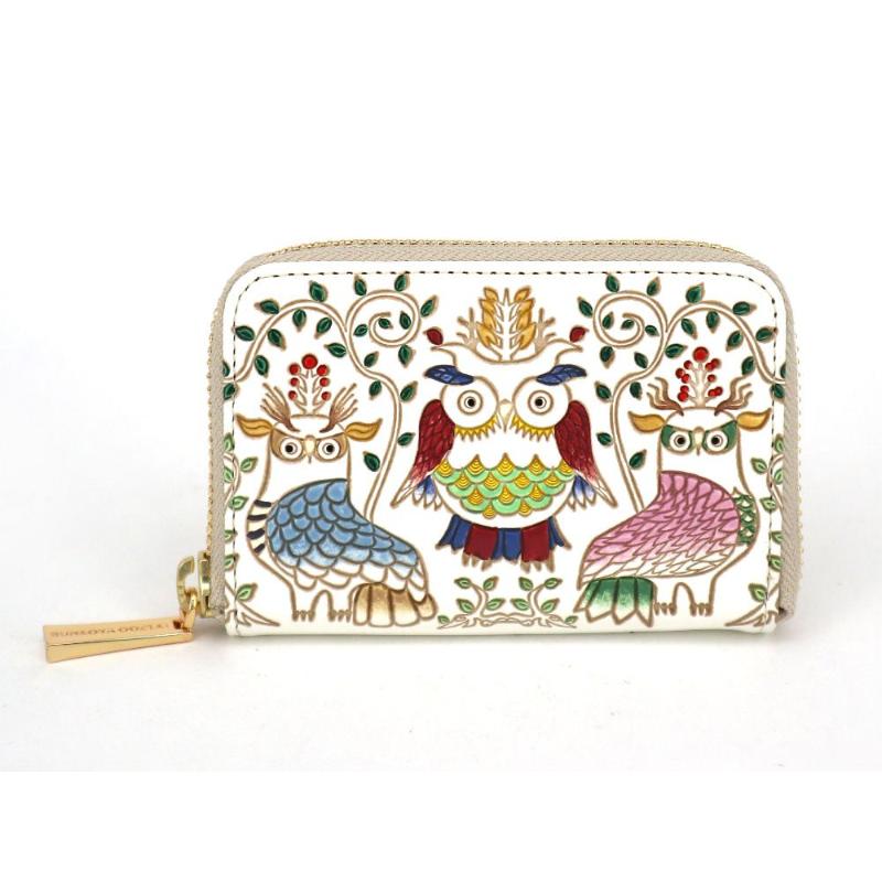 【文庫屋大関】ファスナー 小銭入れ ふくろう【皮革工芸品】財布 牛革 コンパクト 東京　お届け：発送可能時期より順次配送