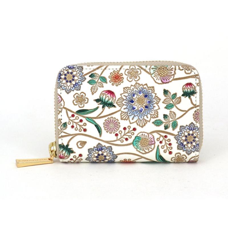 【文庫屋大関】ファスナー 小銭入れ ダリア＜コバルトブルー＞【皮革工芸品】財布 牛革 コンパクト 東京　お届け：発送可能時期より順次配送