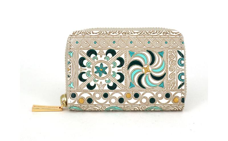 【ふるさと納税】【文庫屋大関】ファスナー 小銭入れ 錦紗＜緑＞【皮革工芸品】財布 牛革 コンパクト 東京　お届け：発送可能時期より順次配送 サムネイル2