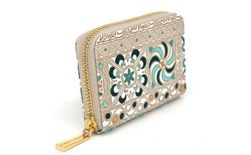 【ふるさと納税】【文庫屋大関】ファスナー 小銭入れ 錦紗＜緑＞【皮革工芸品】財布 牛革 コンパクト 東京　お届け：発送可能時期より順次配送 サムネイル3