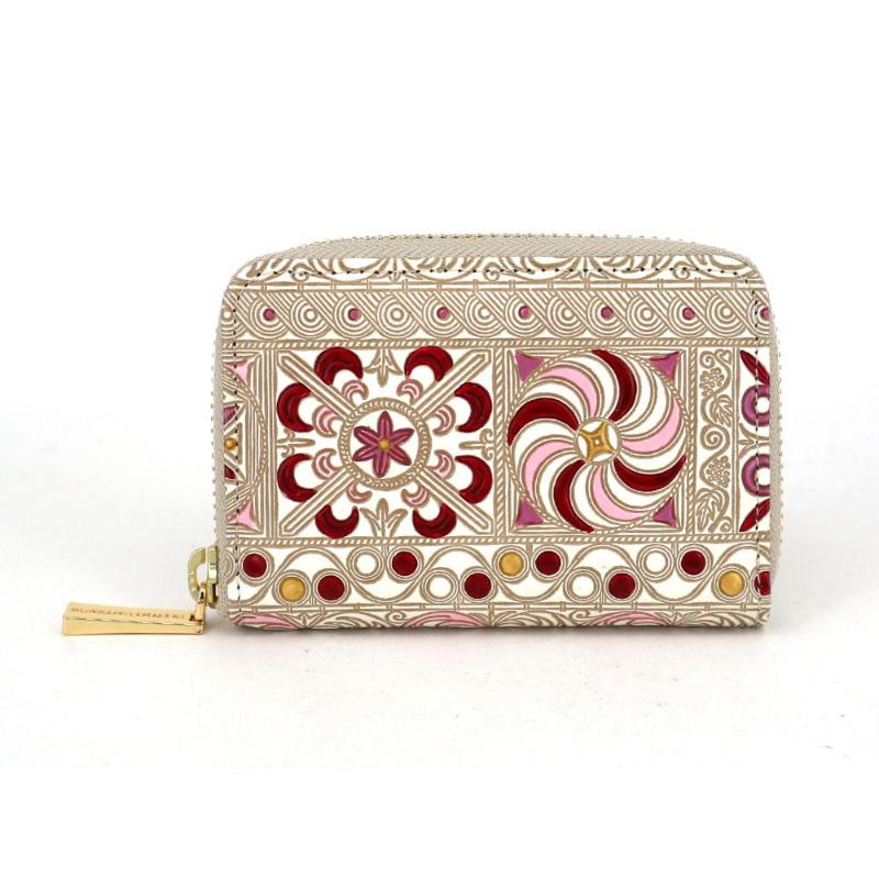 【文庫屋大関】ファスナー 小銭入れ 錦紗＜ピンク＞【皮革工芸品】財布 牛革 コンパクト 東京　お届け：発送可能時期より順次配送