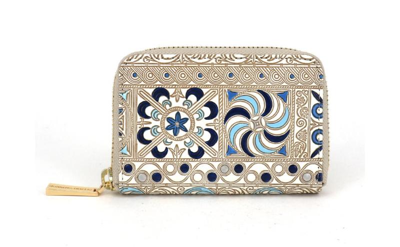 【ふるさと納税】【文庫屋大関】ファスナー 小銭入れ 錦紗＜青＞【皮革工芸品】財布 牛革 コンパクト 東京　お届け：発送可能時期より順次配送 サムネイル2