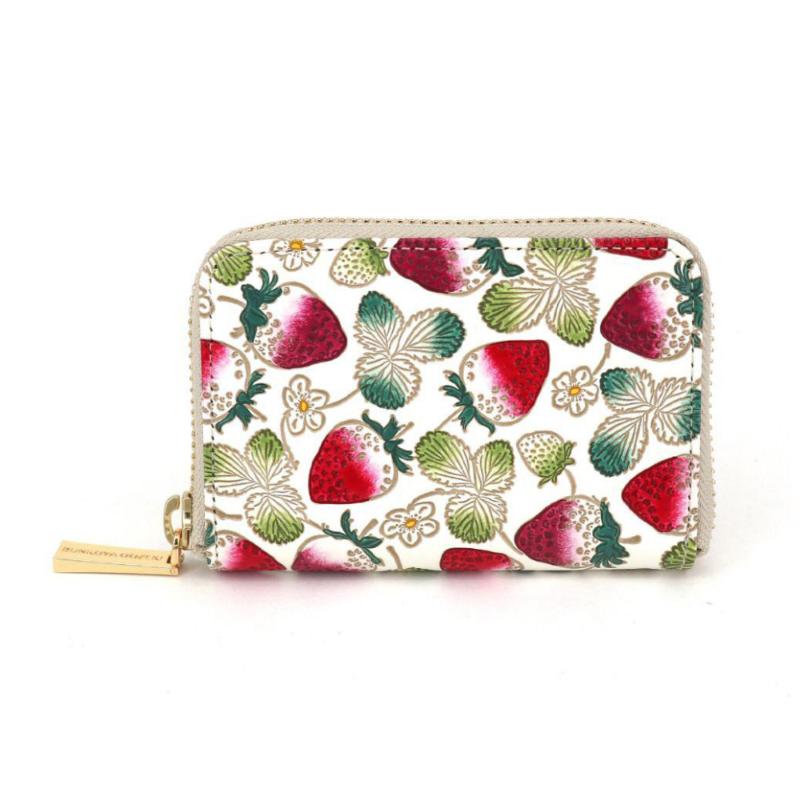 【文庫屋大関】ファスナー 小銭入れ いちご【皮革工芸品】財布 牛革 コンパクト 東京　お届け：発送可能時期より順次配送