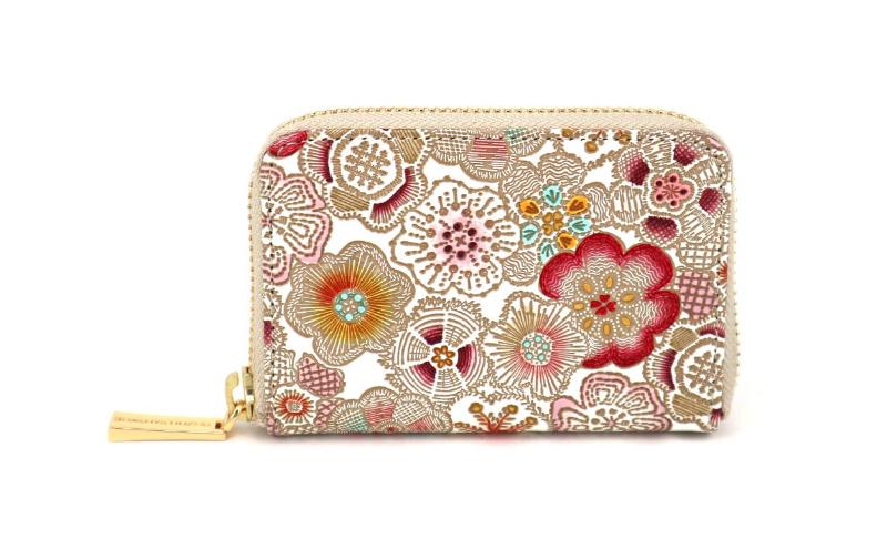 【ふるさと納税】【文庫屋大関】ファスナー 小銭入れ 春らんまん＜茜＞【皮革工芸品】財布 牛革 コンパクト 東京　お届け：発送可能時期より順次配送 サムネイル2