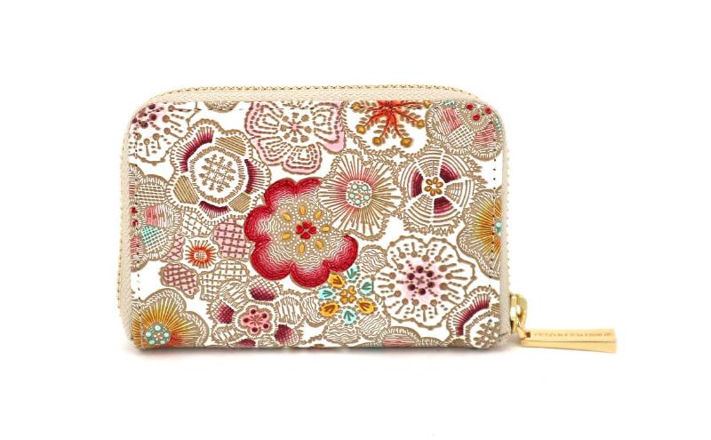 【ふるさと納税】【文庫屋大関】ファスナー 小銭入れ 春らんまん＜茜＞【皮革工芸品】財布 牛革 コンパクト 東京　お届け：発送可能時期より順次配送 サムネイル3