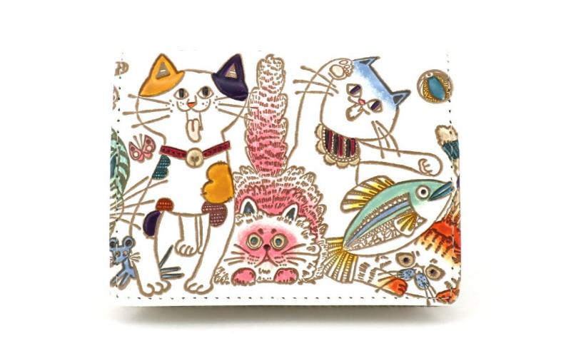 【ふるさと納税】【文庫屋大関】箱まち小銭入れ ネコ集合【皮革工芸品】 革製品 工芸品 民芸品 牛革 財布 小銭入れ 小物入れ お祝い ギフト プレゼント 墨田区 東京都　お届け：発送可能時期より順次配送 サムネイル2