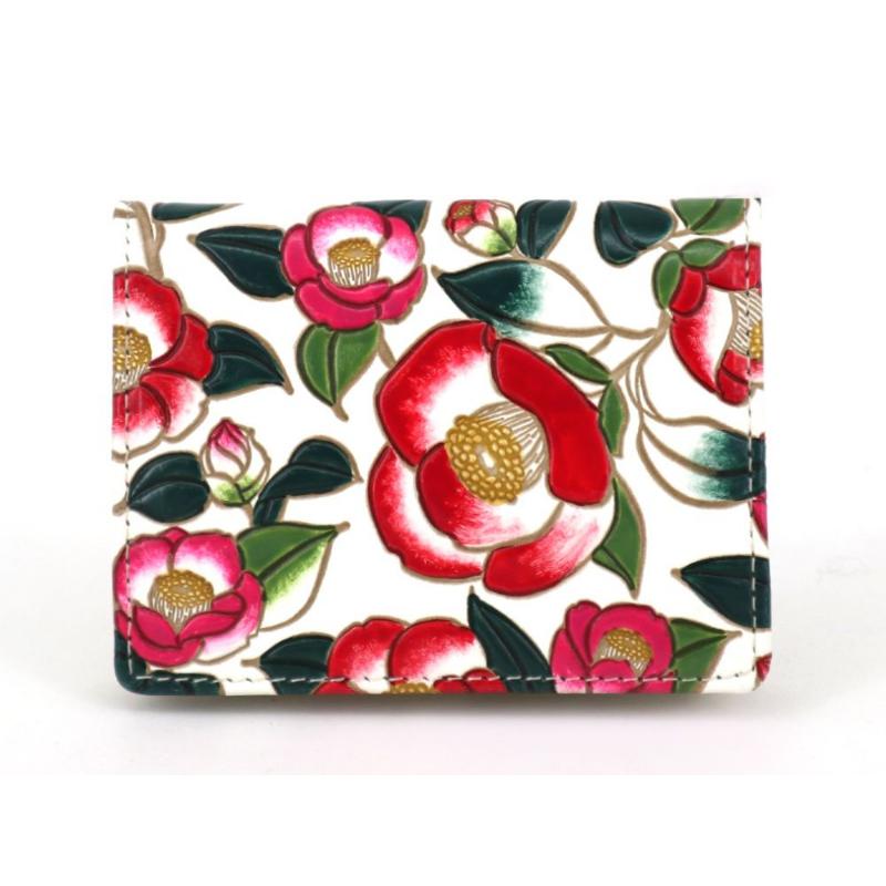 【文庫屋大関】箱まち小銭入れ 椿【皮革工芸品】 革製品 工芸品 民芸品 牛革 財布 小銭入れ 小物入れ お祝い ギフト プレゼント 墨田区 東京都　お届け：発送可能時期より順次配送