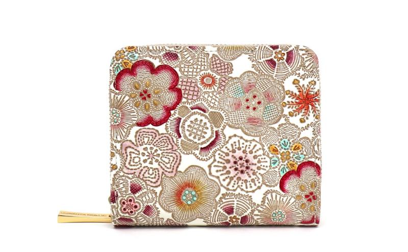 【ふるさと納税】【文庫屋大関】二つ折りファスナーミニ財布 春らんまん＜茜＞【皮革工芸品】財布 二つ折り 小物 お札 カード 小銭 コンパクト 牛革 手作り 日本製 墨田区 東京都　お届け：発送可能時期より順次配送 サムネイル2