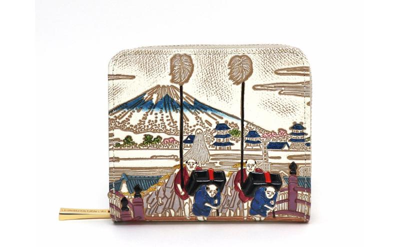 【ふるさと納税】【文庫屋大関】二つ折りファスナーミニ財布 日本橋【皮革工芸品】財布 二つ折り 小物 お札 カード 小銭 コンパクト 牛革 手作り 日本製 墨田区 東京都　お届け：発送可能時期より順次配送 サムネイル2