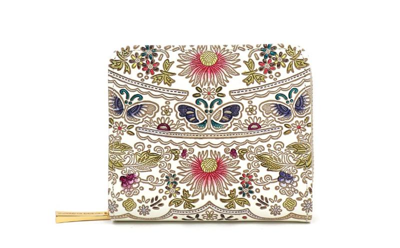 【ふるさと納税】【文庫屋大関】二つ折りファスナーミニ財布 茉莉花＜珊瑚＞【皮革工芸品】財布 二つ折り 小物 お札 カード 小銭 コンパクト 牛革 手作り 日本製 墨田区 東京都　お届け：発送可能時期より順次配送 サムネイル2