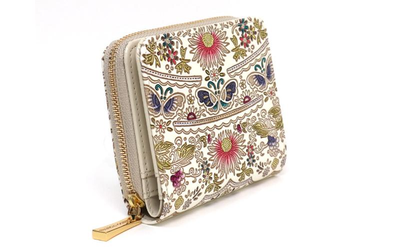 【ふるさと納税】【文庫屋大関】二つ折りファスナーミニ財布 茉莉花＜珊瑚＞【皮革工芸品】財布 二つ折り 小物 お札 カード 小銭 コンパクト 牛革 手作り 日本製 墨田区 東京都　お届け：発送可能時期より順次配送 サムネイル3