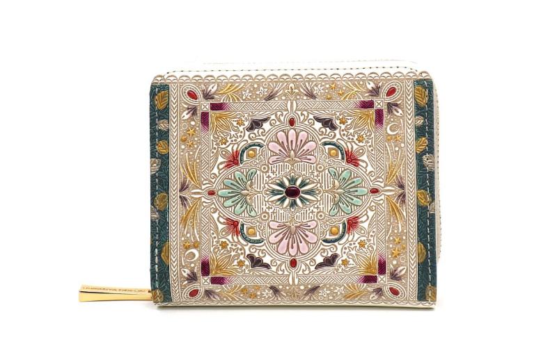 【ふるさと納税】【文庫屋大関】二つ折りファスナーミニ財布 黄金のタピ【皮革工芸品】財布 二つ折り 小物 お札 カード 小銭 コンパクト 牛革 手作り 日本製 墨田区 東京都　お届け：発送可能時期より順次配送 サムネイル2