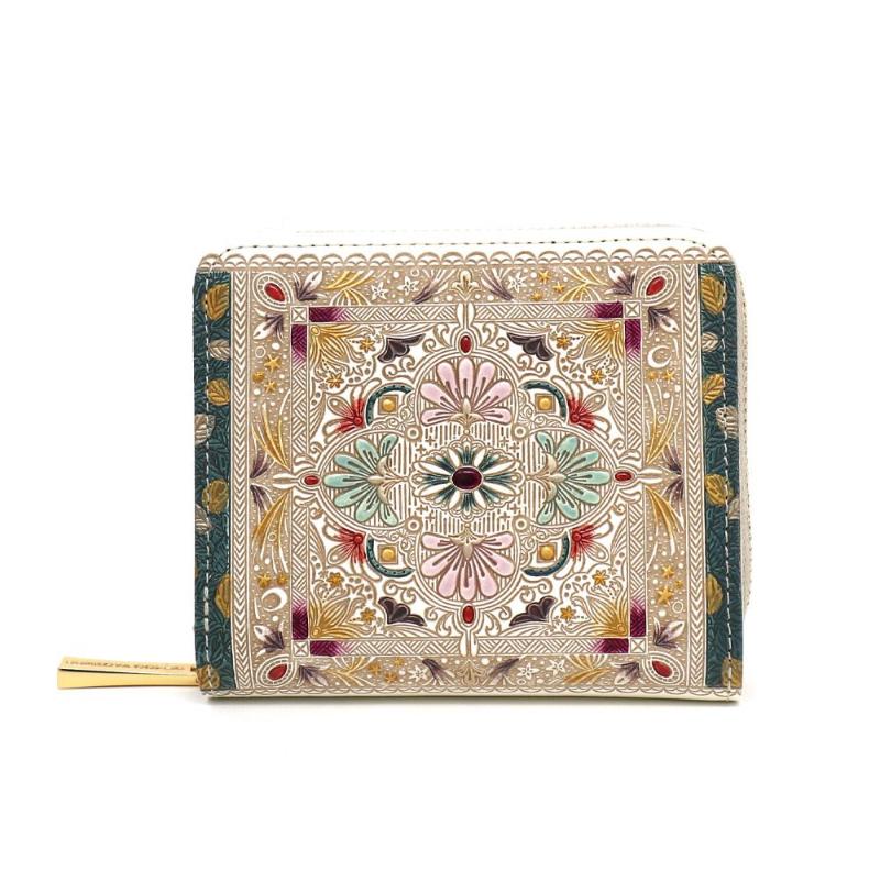 【文庫屋大関】二つ折りファスナーミニ財布 黄金のタピ【皮革工芸品】財布 二つ折り 小物 お札 カード 小銭 コンパクト 牛革 手作り 日本製 墨田区 東京都　お届け：発送可能時期より順次配送