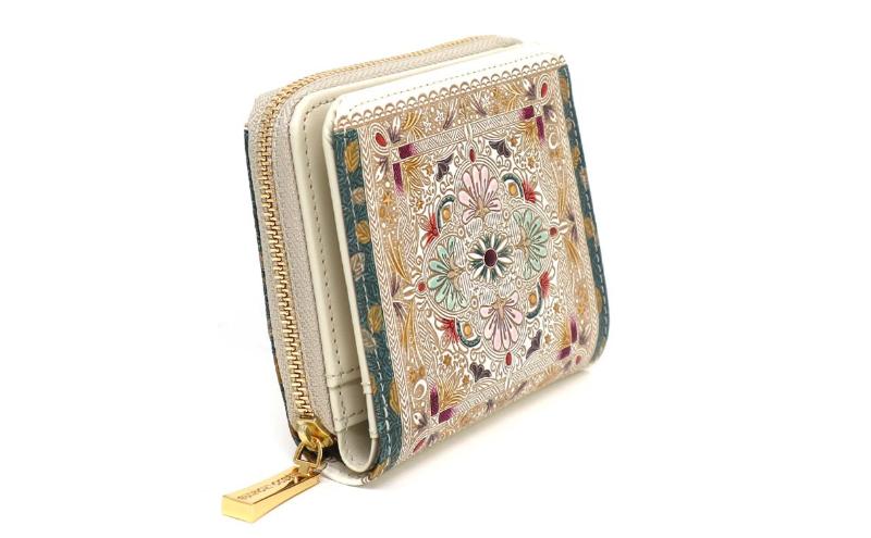 【ふるさと納税】【文庫屋大関】二つ折りファスナーミニ財布 黄金のタピ【皮革工芸品】財布 二つ折り 小物 お札 カード 小銭 コンパクト 牛革 手作り 日本製 墨田区 東京都　お届け：発送可能時期より順次配送 サムネイル3