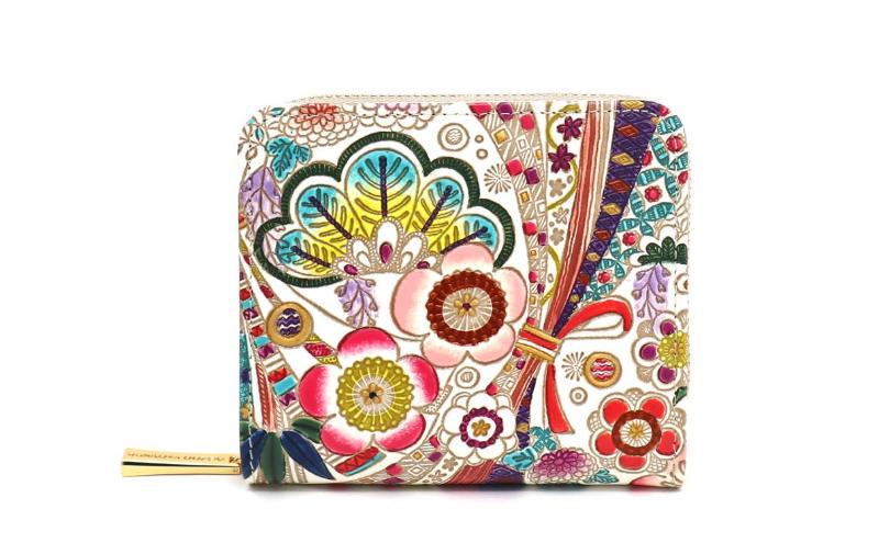 【ふるさと納税】【文庫屋大関】二つ折りファスナーミニ財布 華熨斗【皮革工芸品】財布 二つ折り 小物 お札 カード 小銭 コンパクト 牛革 手作り 日本製 墨田区 東京都　お届け：発送可能時期より順次配送 サムネイル2