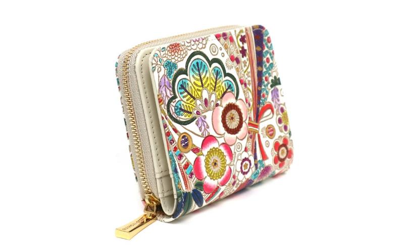 【ふるさと納税】【文庫屋大関】二つ折りファスナーミニ財布 華熨斗【皮革工芸品】財布 二つ折り 小物 お札 カード 小銭 コンパクト 牛革 手作り 日本製 墨田区 東京都　お届け：発送可能時期より順次配送 サムネイル3