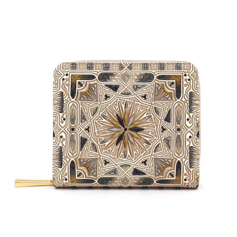 【文庫屋大関】二つ折りファスナーミニ財布 カロー＜ブラック＞【皮革工芸品】財布 二つ折り 小物 お札 カード 小銭 コンパクト 牛革 手作り 日本製 墨田区 東京都　お届け：発送可能時期より順次配送