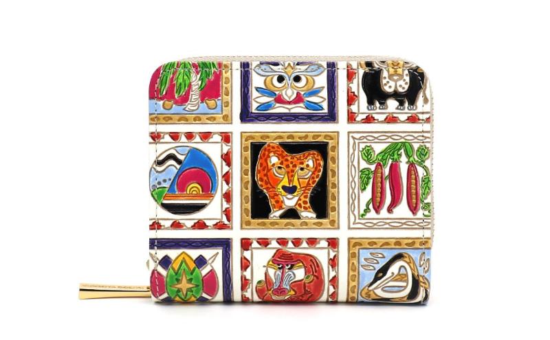 【ふるさと納税】【文庫屋大関】二つ折りファスナーミニ財布 アフリカ【皮革工芸品】財布 二つ折り 小物 お札 カード 小銭 コンパクト 牛革 手作り 日本製 墨田区 東京都　お届け：発送可能時期より順次配送 サムネイル2