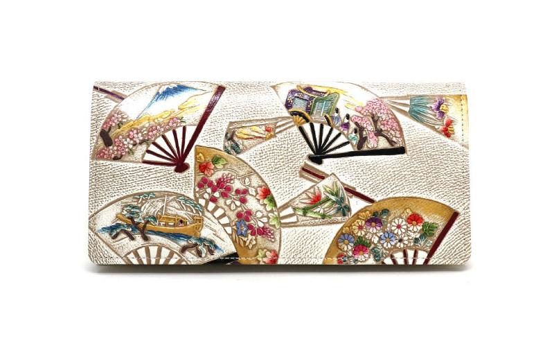 【ふるさと納税】【文庫屋大関】束入れ 四季扇面【皮革工芸品】 財布 お札 お札入れ 長財布 カード 小銭 牛革 手作り 日本製 墨田区 東京都 サムネイル2