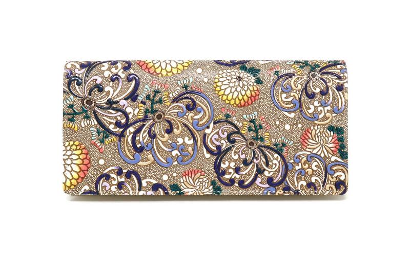 【ふるさと納税】【文庫屋大関】束入れ 乱菊＜青紫＞【皮革工芸品】 財布 お札 お札入れ 長財布 カード 小銭 牛革 手作り 日本製 墨田区 東京都 サムネイル2