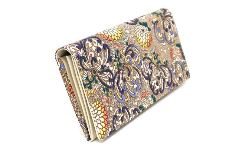 【ふるさと納税】【文庫屋大関】束入れ 乱菊＜青紫＞【皮革工芸品】 財布 お札 お札入れ 長財布 カード 小銭 牛革 手作り 日本製 墨田区 東京都 サムネイル3