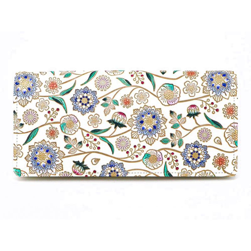 【文庫屋大関】束入れ ダリア＜コバルトブルー＞【皮革工芸品】 財布 お札 お札入れ 長財布 カード 小銭 牛革 手作り 日本製 墨田区 東京都