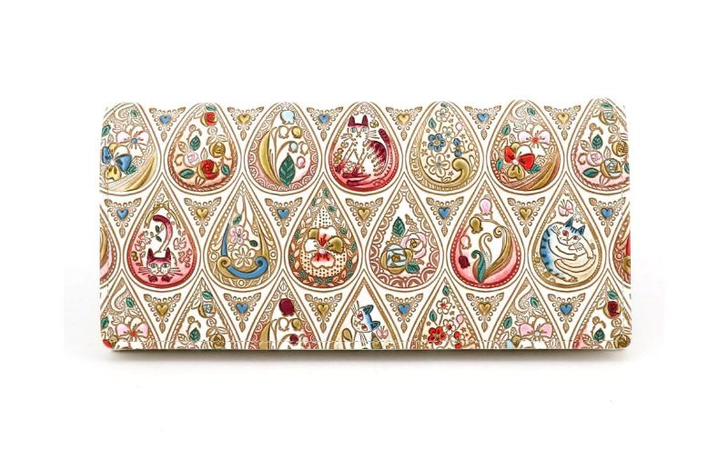 【ふるさと納税】【文庫屋大関】束入れ 花と猫＜ローズ＞【皮革工芸品】 財布 お札 お札入れ 長財布 カード 小銭 牛革 手作り 日本製 墨田区 東京都 サムネイル2