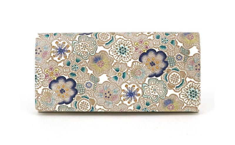 【ふるさと納税】【文庫屋大関】束入れ 春らんまん＜瑠璃＞【皮革工芸品】 財布 お札 お札入れ 長財布 カード 小銭 牛革 手作り 日本製 墨田区 東京都 サムネイル2