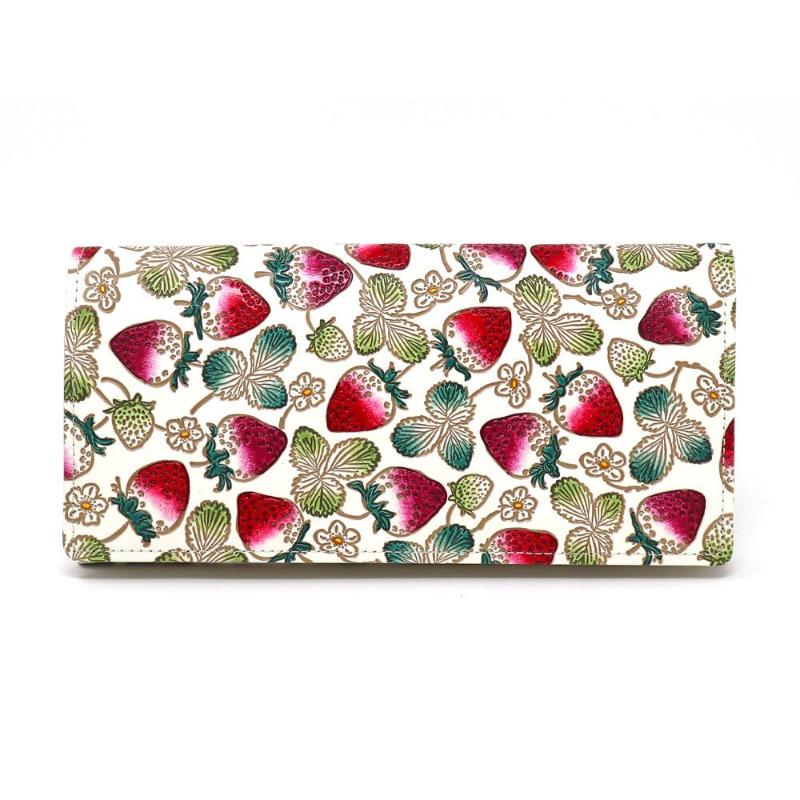 【文庫屋大関】束入れ いちご【皮革工芸品】 財布 お札 お札入れ 長財布 カード 小銭 牛革 手作り 日本製 墨田区 東京都