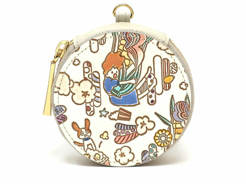 【文庫屋大関】マカロンポーチ 恋するもろこしガール【皮革工芸品】 ポーチ ミニポーチ 小物入れ アクセサリー入れ イヤホン入れ 収納 保管ケース 手のひらサイズ 本革 革 皮革 工芸品 工芸 雑貨 ギフト プレゼント 日本製 東京