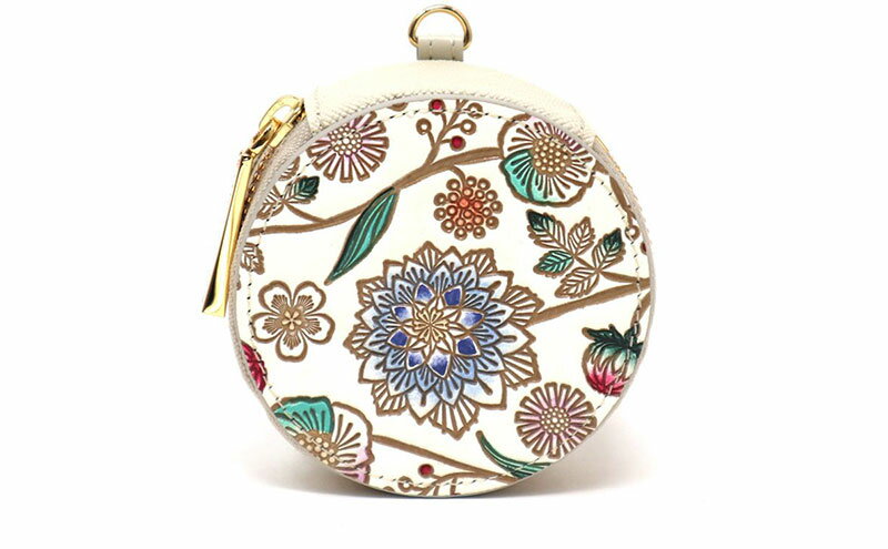 【ふるさと納税】【文庫屋大関】マカロンポーチ ダリア＜コバルトブルー＞【皮革工芸品】 ポーチ ミニポーチ 小物入れ アクセサリー入れ イヤホン入れ 収納 保管ケース 手のひらサイズ 本革 革 皮革 工芸品 工芸 雑貨 ギフト プレゼント 日本製 東京 サムネイル2