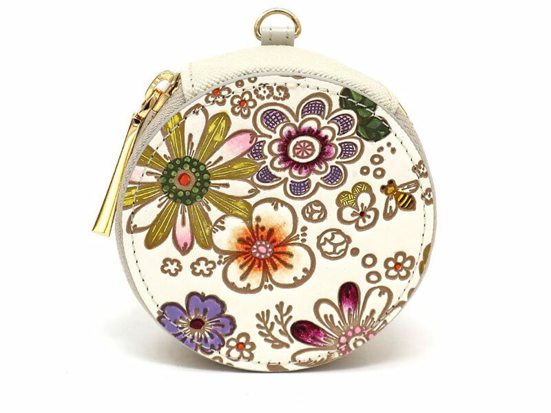 【文庫屋大関】マカロンポーチ みつばち【皮革工芸品】 ポーチ ミニポーチ 小物入れ アクセサリー入れ イヤホン入れ 収納 保管ケース 手のひらサイズ 本革 革 皮革 工芸品 工芸 雑貨 ギフト プレゼント 日本製 東京