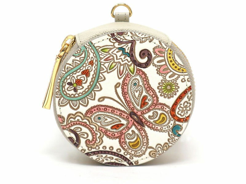 【文庫屋大関】マカロンポーチ ペイズリー【皮革工芸品】 ポーチ ミニポーチ 小物入れ アクセサリー入れ イヤホン入れ 収納 保管ケース 手のひらサイズ 本革 革 皮革 工芸品 工芸 雑貨 ギフト プレゼント 日本製 東京