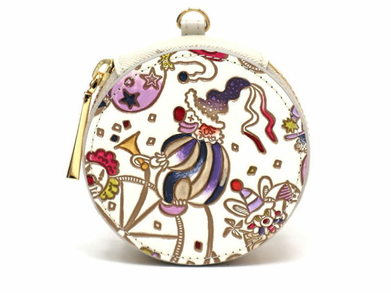 【文庫屋大関】マカロンポーチ ピエロ＜ソワレ＞【皮革工芸品】 ポーチ ミニポーチ 小物入れ アクセサリー入れ イヤホン入れ 収納 保管ケース 手のひらサイズ 本革 革 皮革 工芸品 工芸 雑貨 ギフト プレゼント 日本製 東京