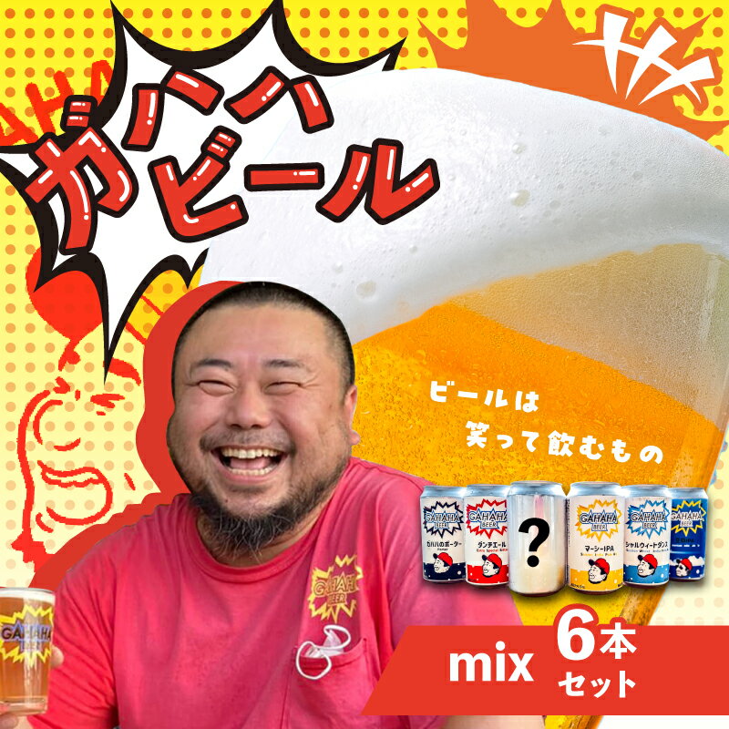 ガハハビールmix6本セット（ダンチエール、マーシーIPA、シャルウィートダンス、ガハハのポーター、空旅IPA、季節の一本） クラフトビール 地ビール 飲み比べ セット お試し ギフト 贈答用 プレゼント 父の日 お中元 お歳暮