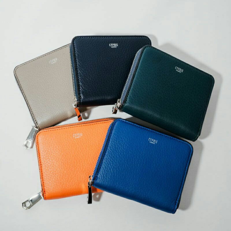 【カラーが選べる】キプリス本革製 ラウンドファスナー コンパクト財布 東京都 江東区 雑貨 本革 シンプル おしゃれ 無地 コンパクト 財布 職人 送料無料