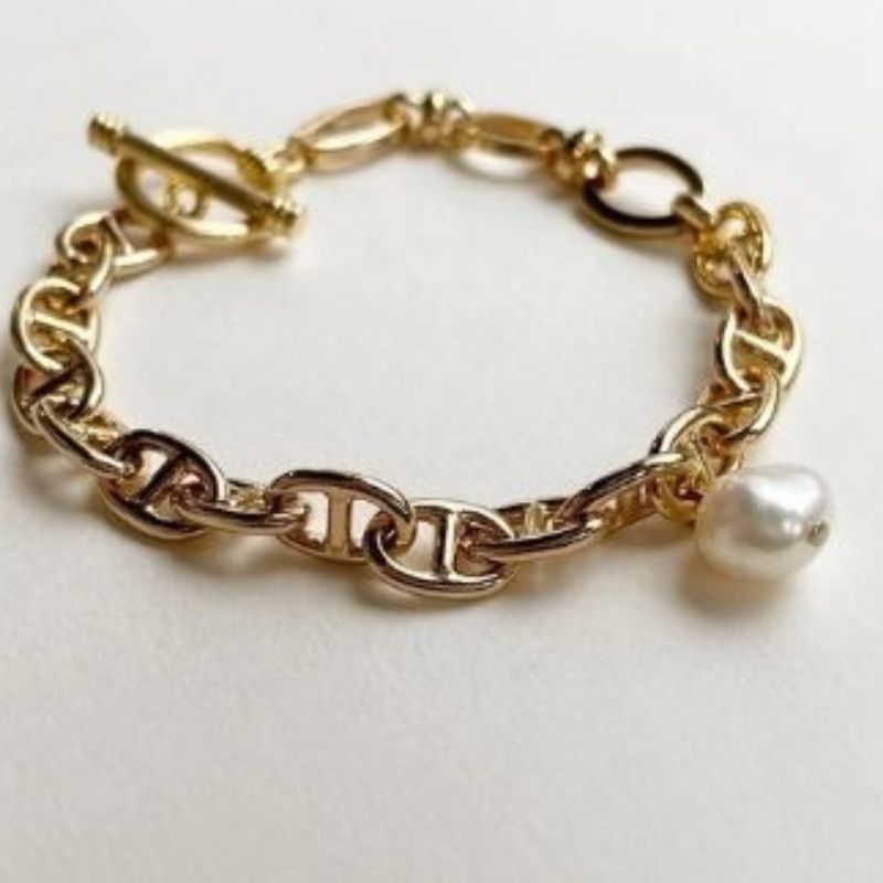 [Cherieオリジナルブレスレット]pearl chain brace / gold